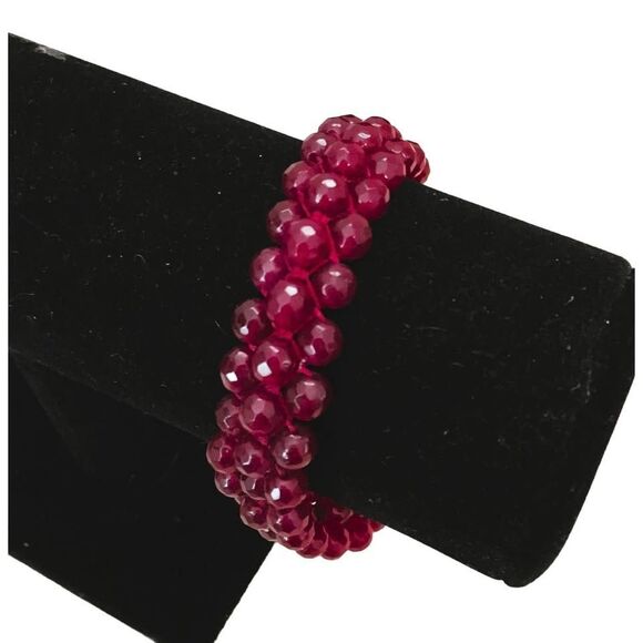Handmade Faux Garnet Beaded Bracelet - Picture 2 of 3